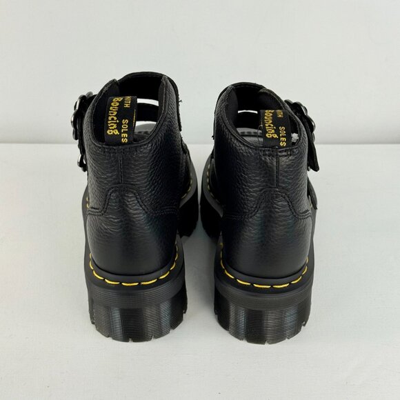 Women's 5 - Dr. Martens Devon Flower Ankle Black Milled Napa Leather Boots - Picture 5 of 8